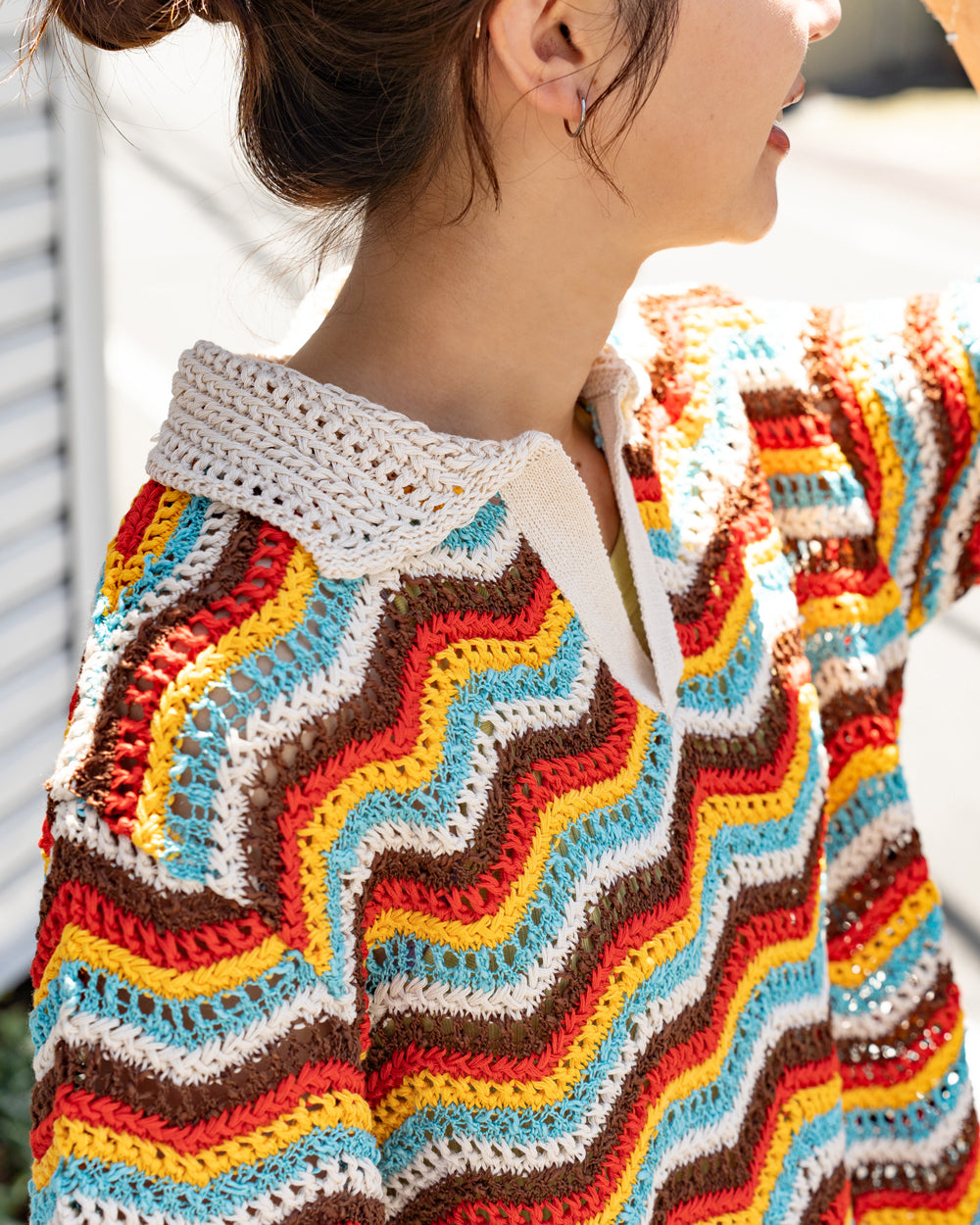 COOHEM ZIGZAG SUKASHI KNIT PULLOVER