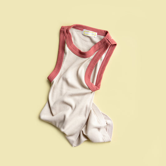 Ohh! × Friday  Cotton silk rib tank -Beige