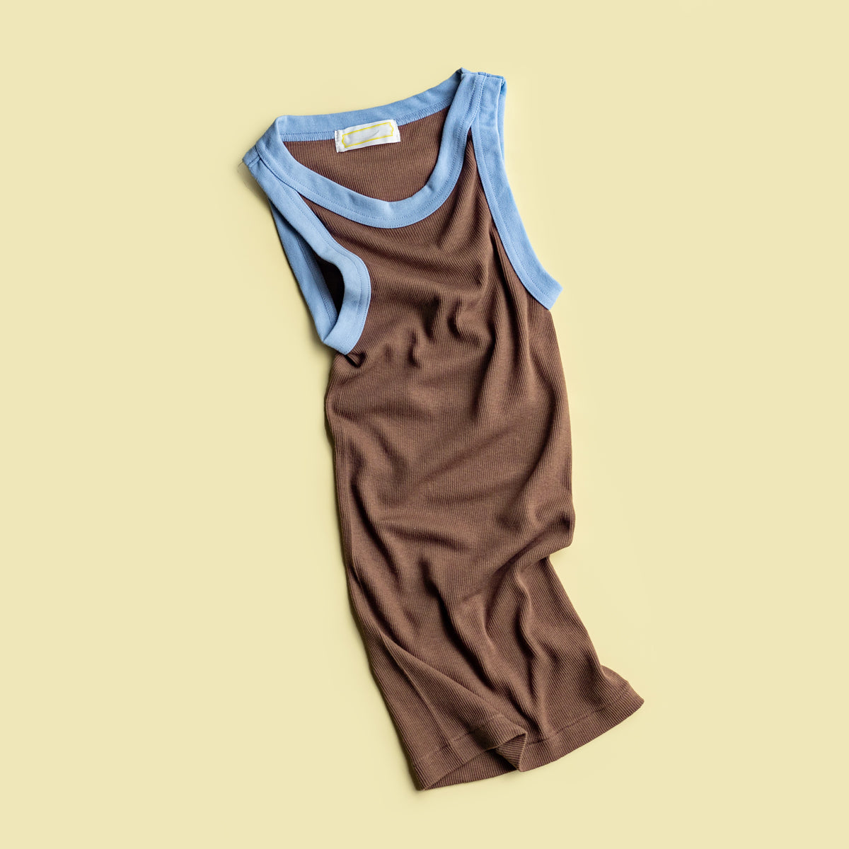Ohh! × Friday  Cotton silk rib tank -Brown