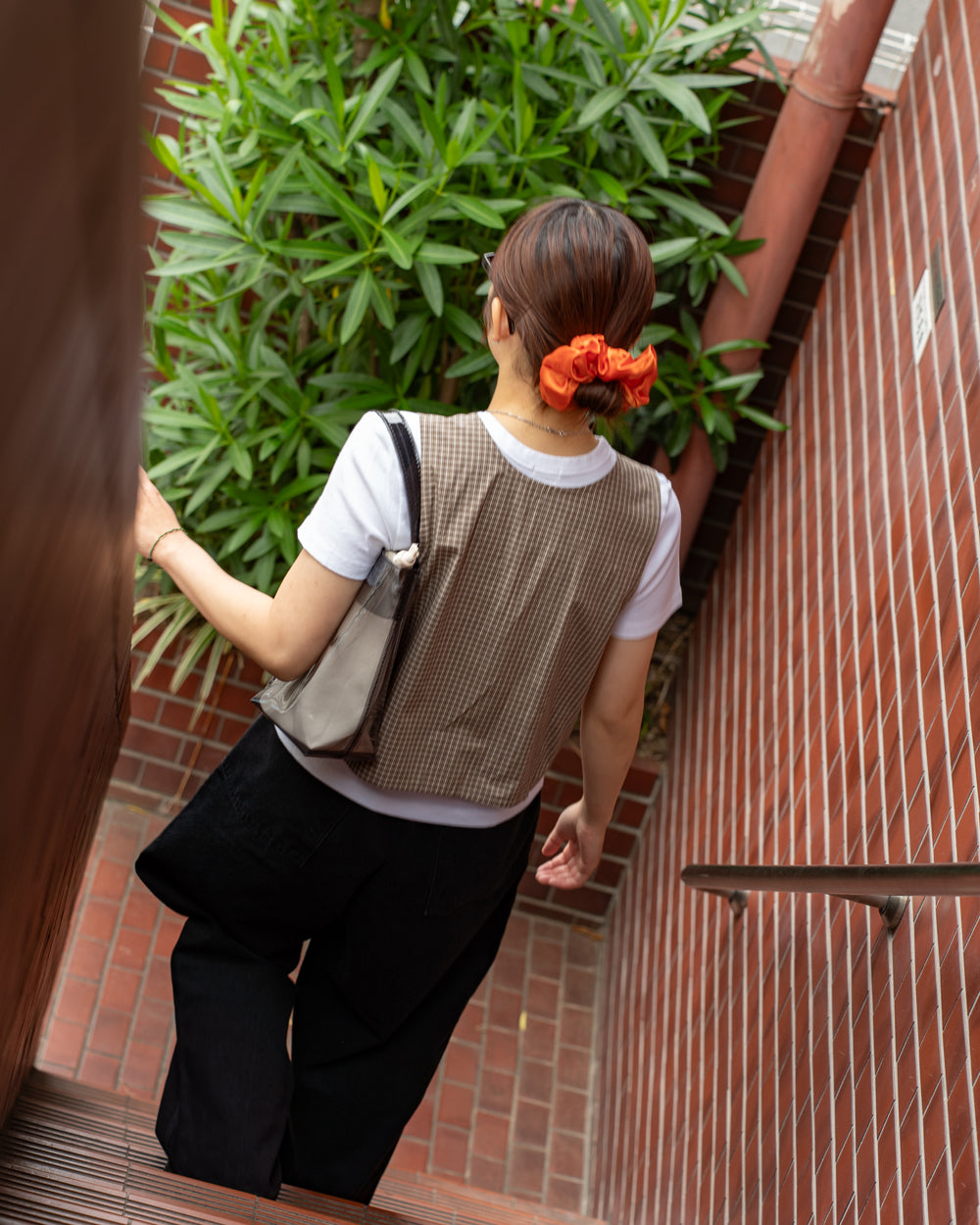 Americana × Friday  2way vest -Brown check