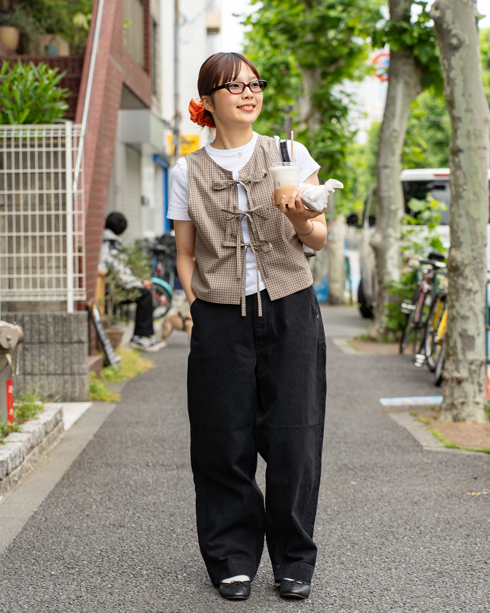 Americana × Friday  2way vest -Brown check