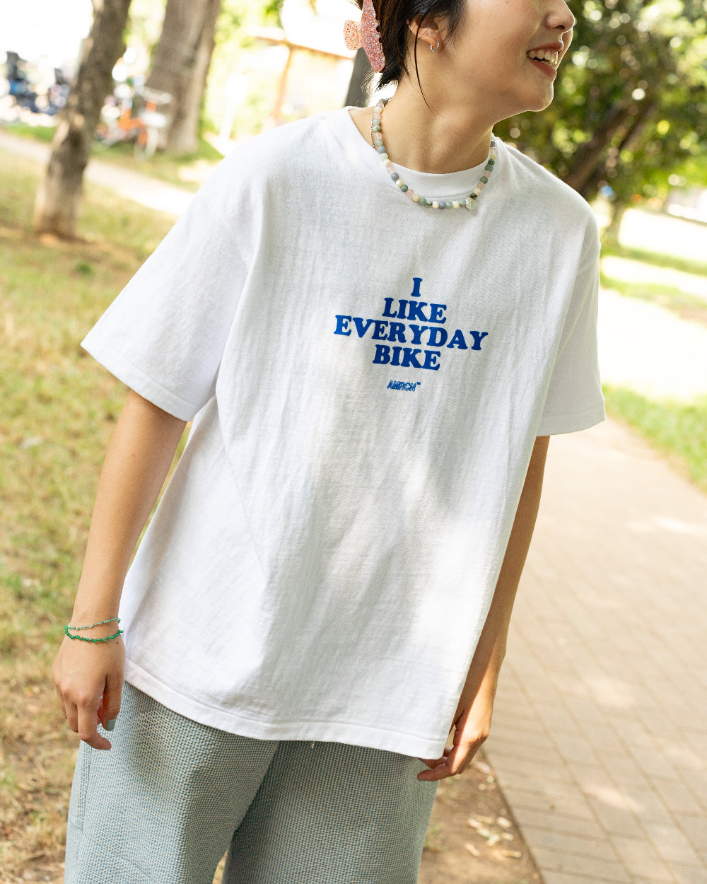 Americana × Friday   Print tee " I like everydaybike"
