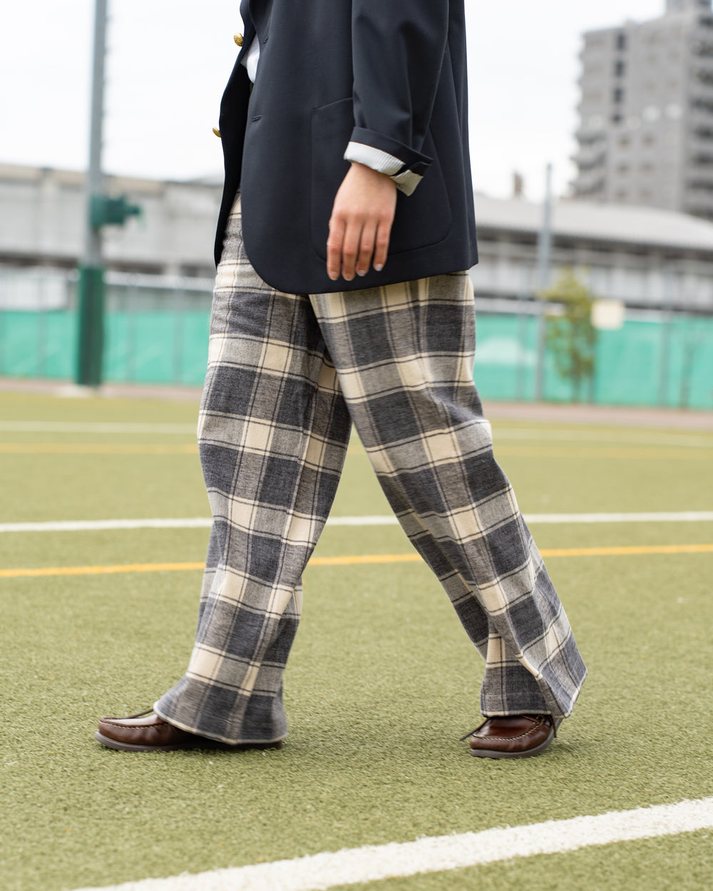 F F F   Easy pants  -Cotton flannel "Charcoal × Off "