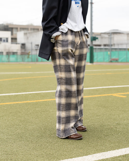 F F F   Easy pants  -Cotton flannel "Charcoal × Off "