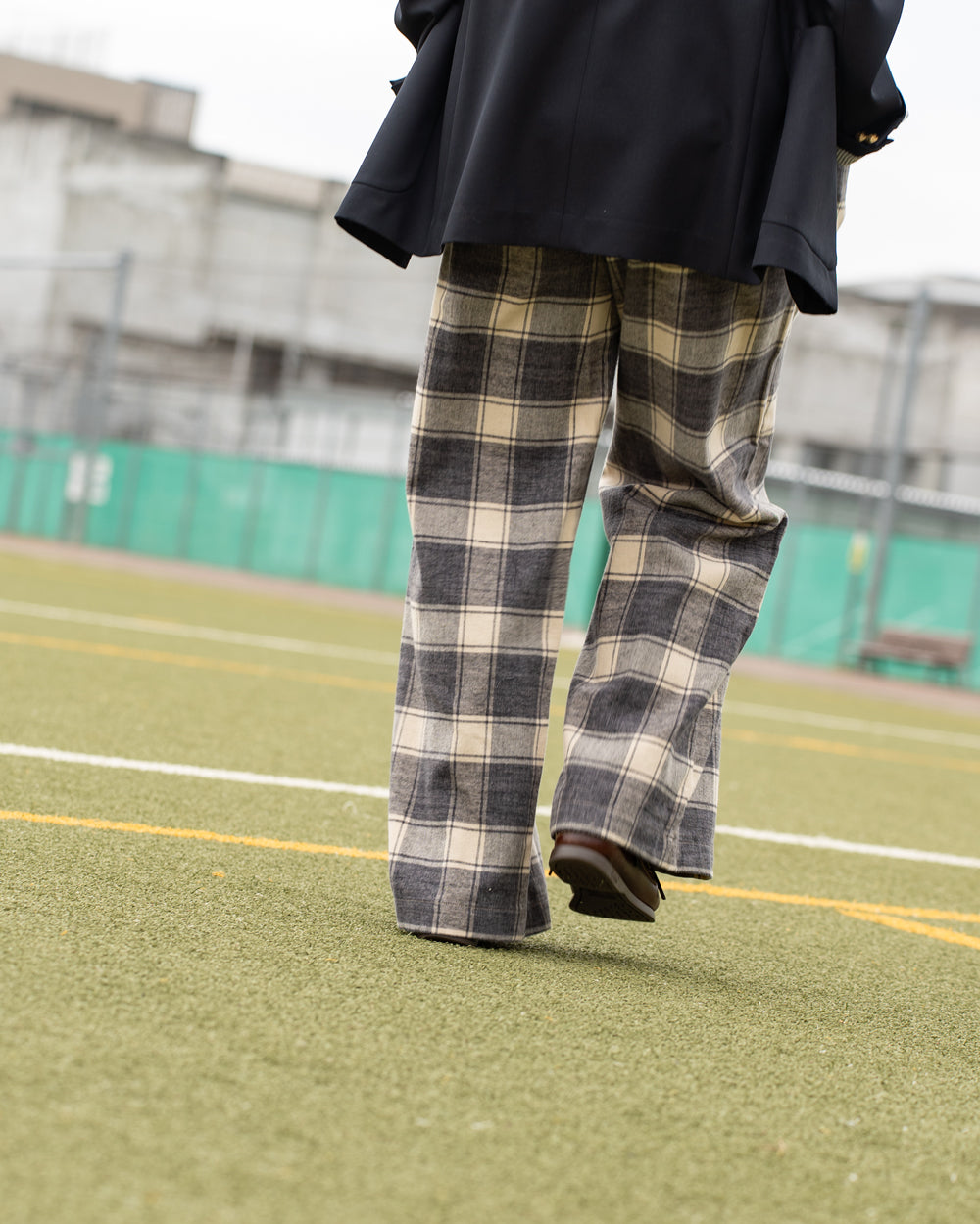 F F F   Easy pants  -Cotton flannel "Charcoal × Off "