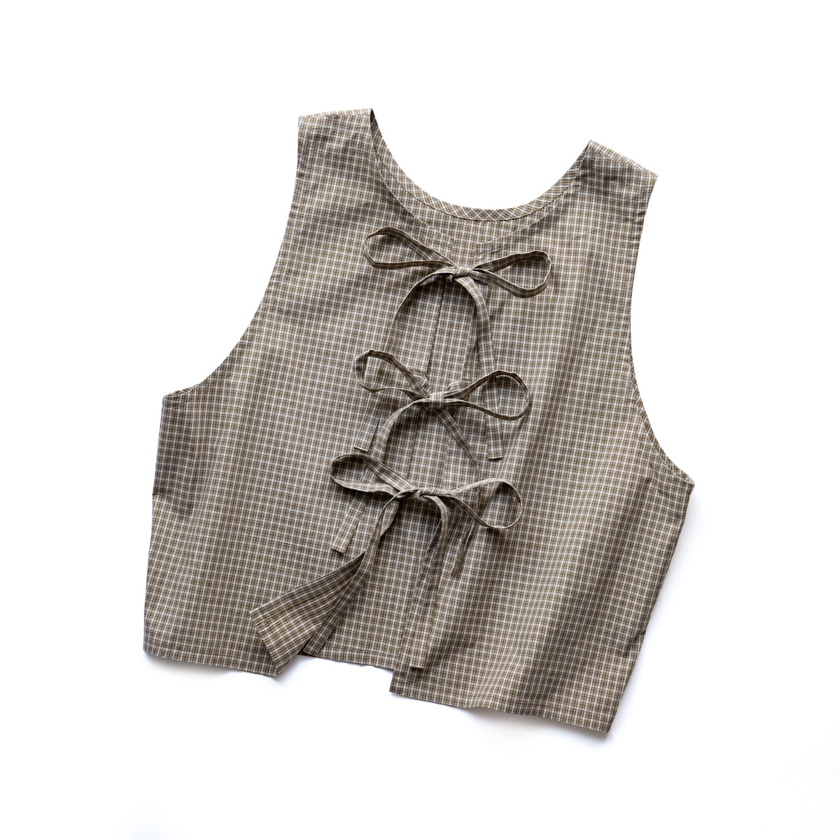 Americana × Friday  2way vest -Brown check