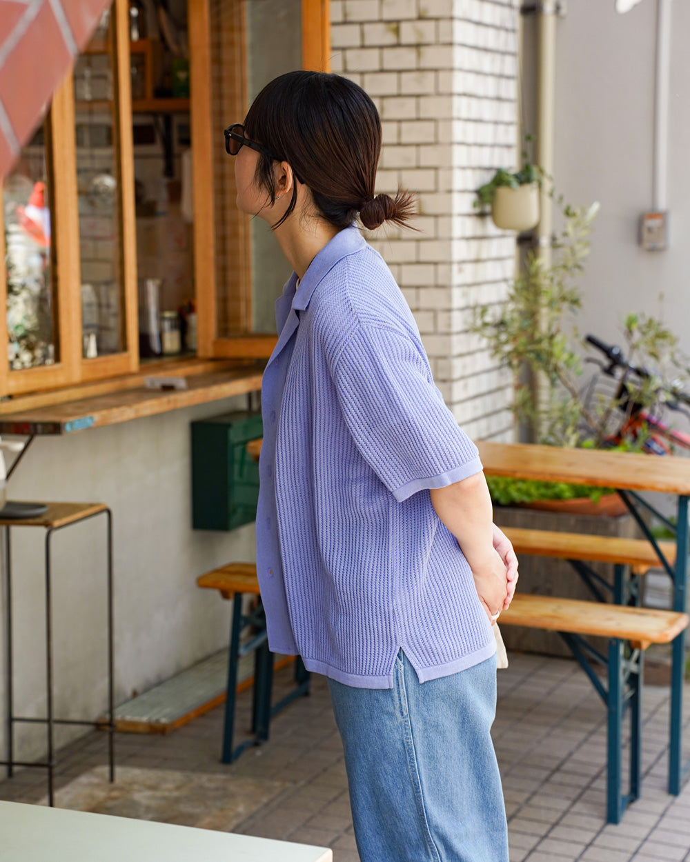 Yonetomi COTTON SUKASHI KNIT SHIRT -UNISEX