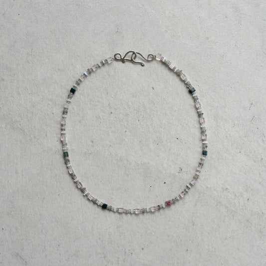 Melanie DeCourcey   Labradorite , moon stone, rose quartz cube and agate cubes necklace