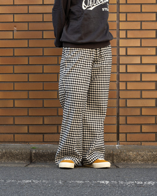 F F F   Easy pants  -Cotton flannel "Black × White"