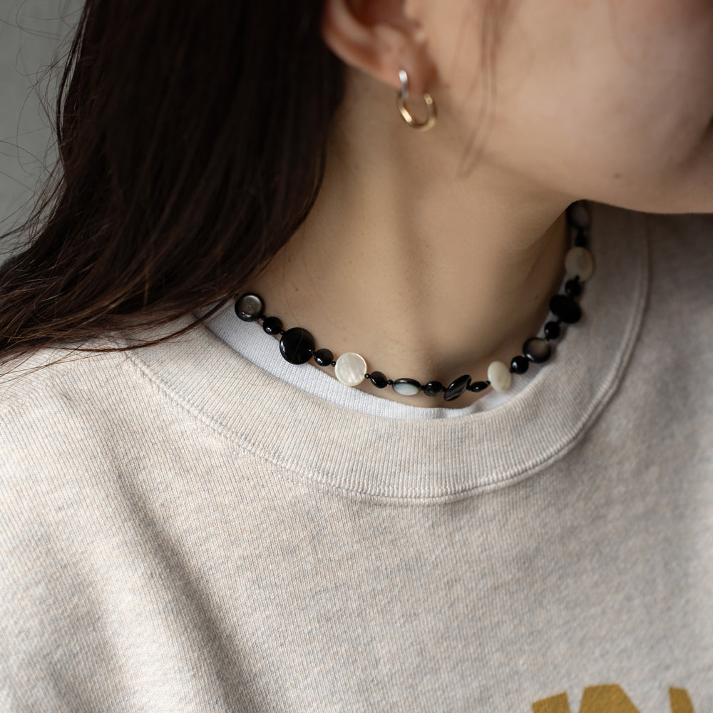 Melanie DeCourcey Black and white mother of pearl, onyx and spinel