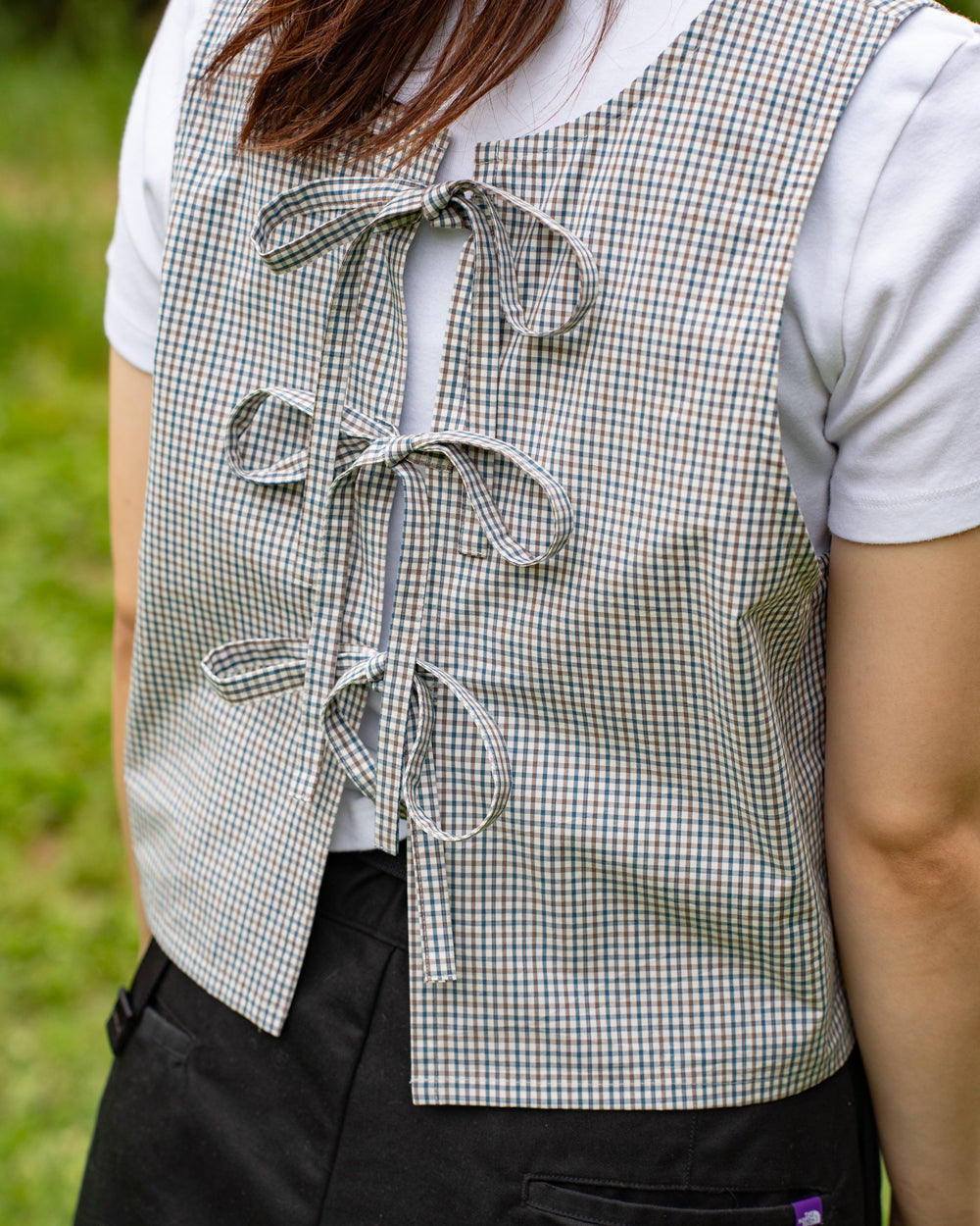 Americana × Friday  2way vest -White check