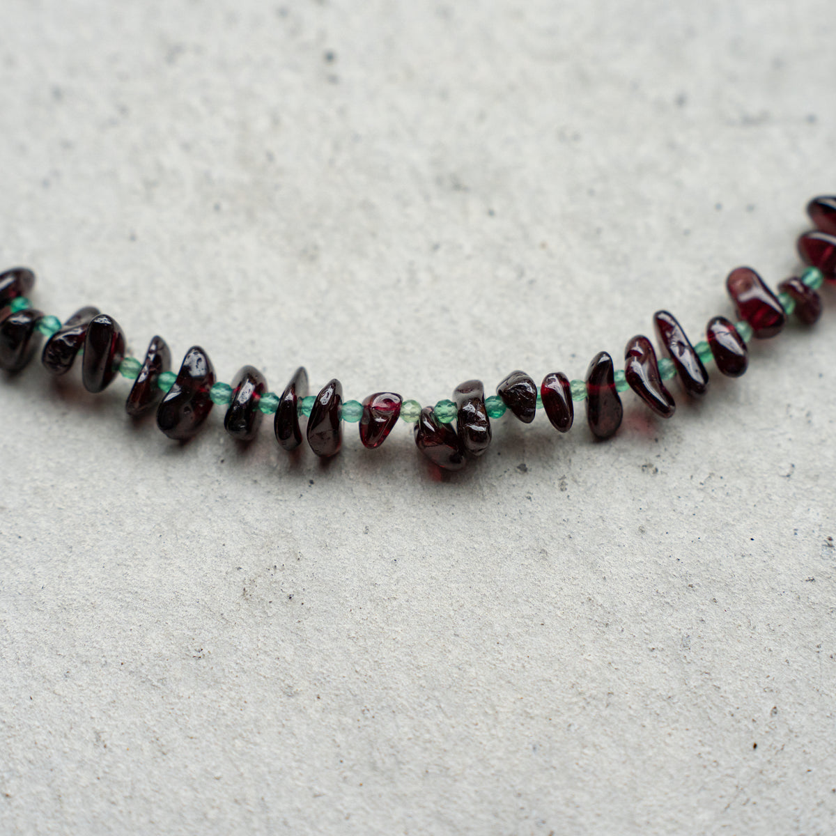 Melanie DeCourcey   Garnet with green agate