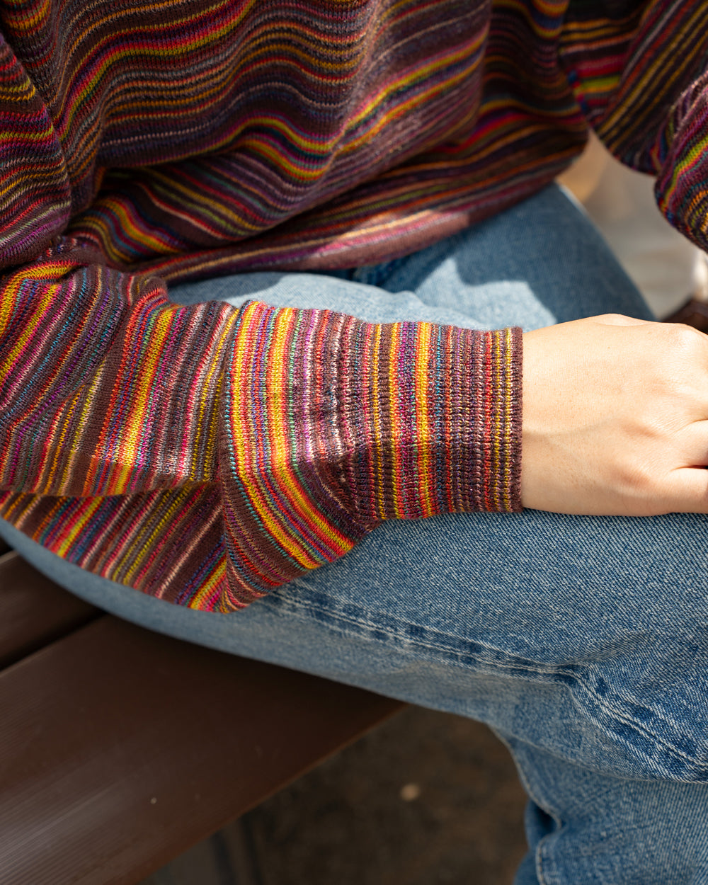 COOHEM  MULTI KASURI TENJIKU KNIT PULLOVER
