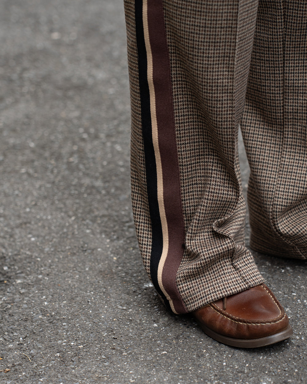 COOHEM  KNIT SIDELINE HOUNDSTOOTH TRACK PANTS
