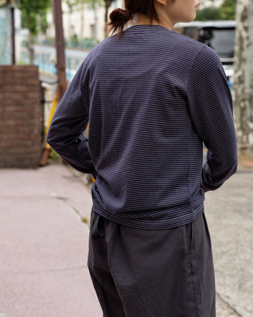 Yonetomi  NEW BASIC GARMENT DYED BORDER - Long Sleeve Crew