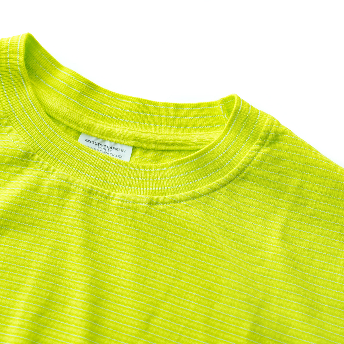 Yonetomi  GARMENT DYED BORDER T-SHIRT "LIME"