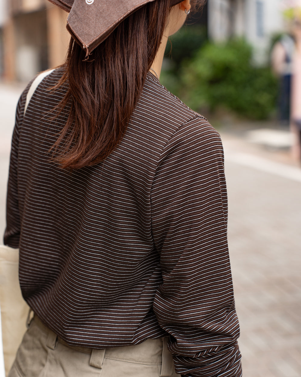 Yonetomi  NEW BASIC GARMENT DYED BORDER - Long Sleeve Crew