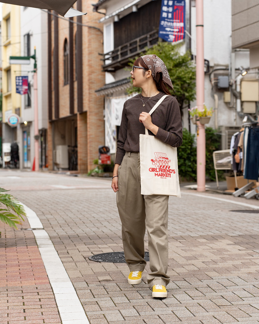 Yonetomi  NEW BASIC GARMENT DYED BORDER - Long Sleeve Crew
