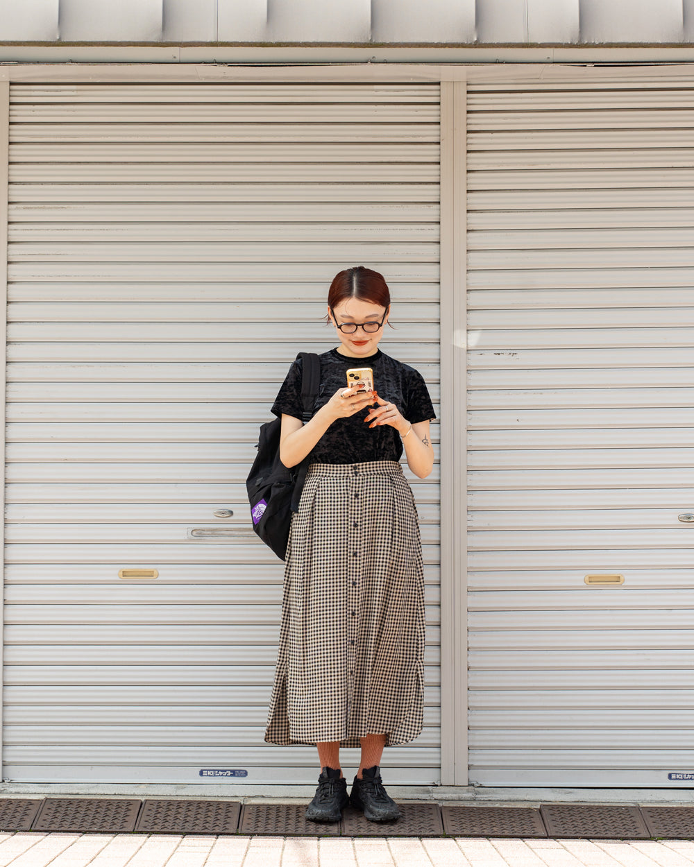 HAVERSACK Shepherd's check skirt