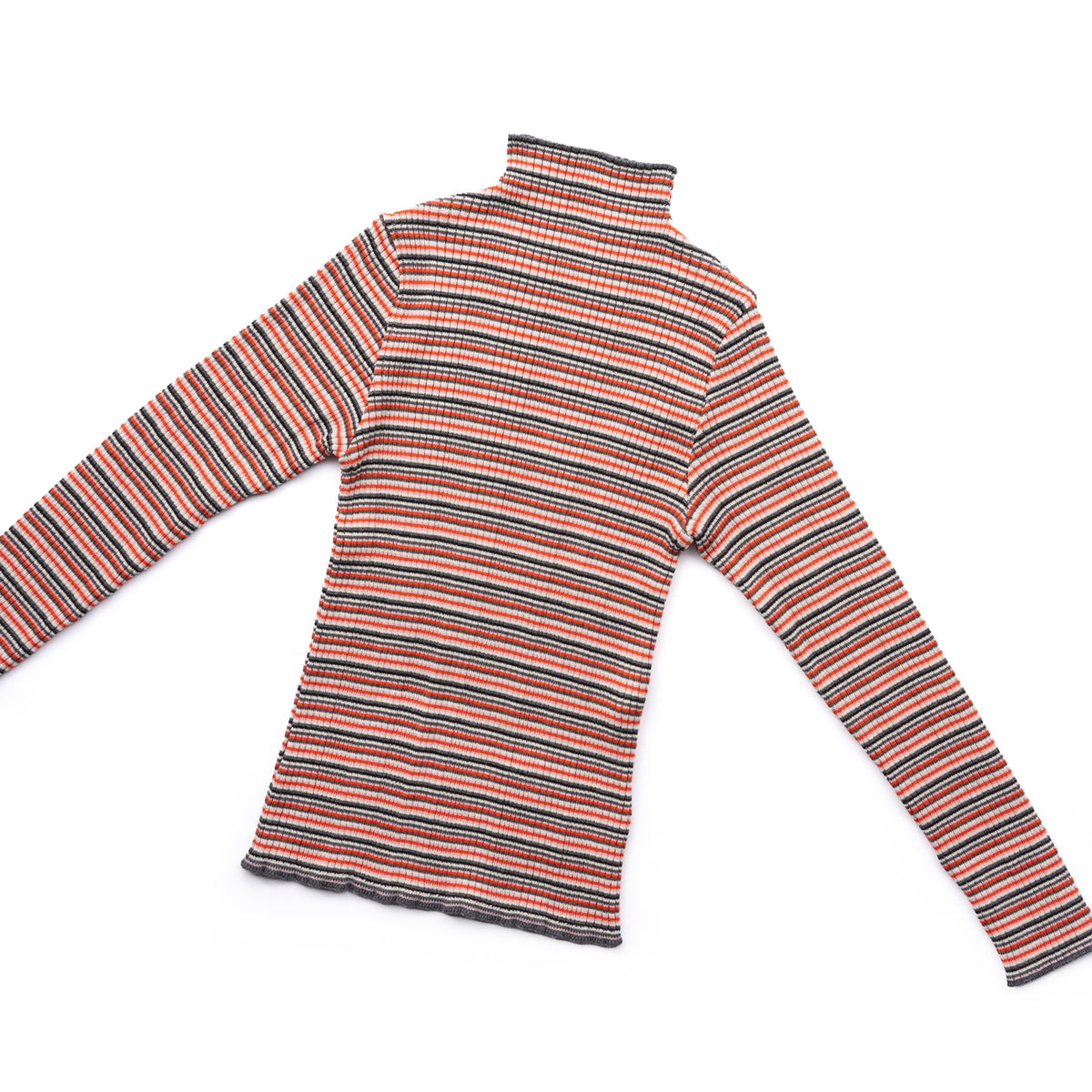 COOHEM　WOOL SILK MULTI BORDER RIB KNIT