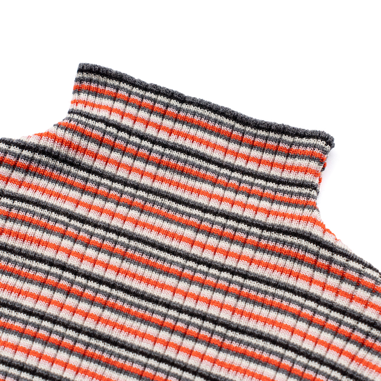 COOHEM　WOOL SILK MULTI BORDER RIB KNIT