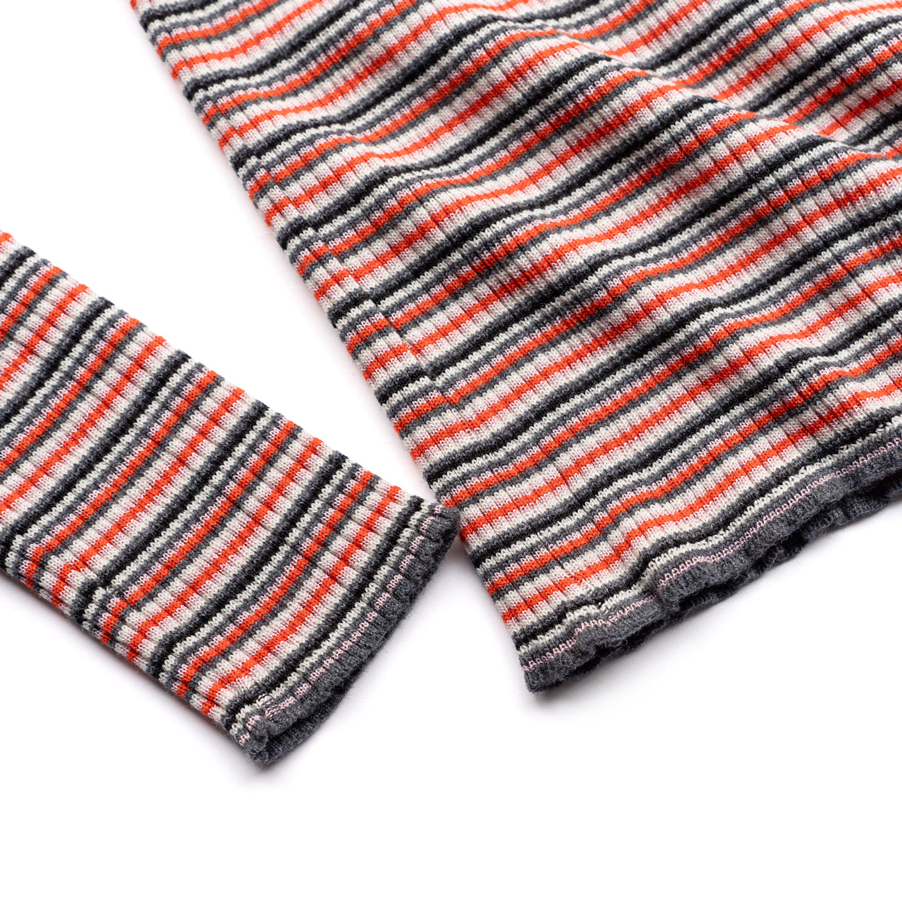 COOHEM　WOOL SILK MULTI BORDER RIB KNIT