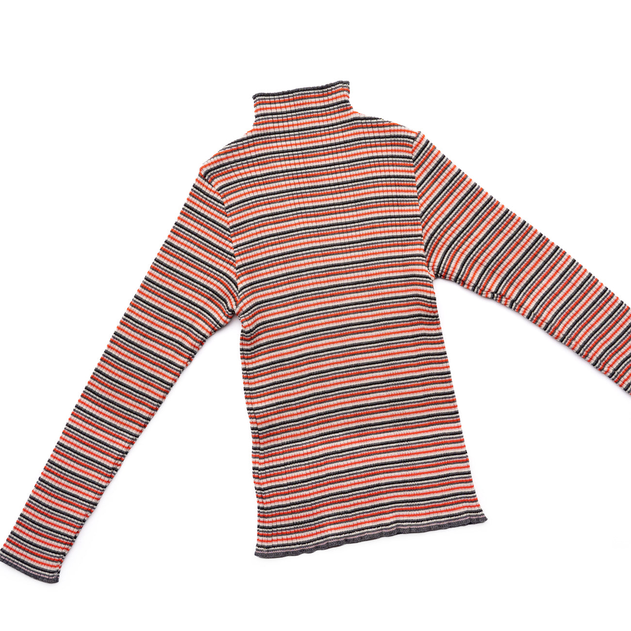 COOHEM　WOOL SILK MULTI BORDER RIB KNIT