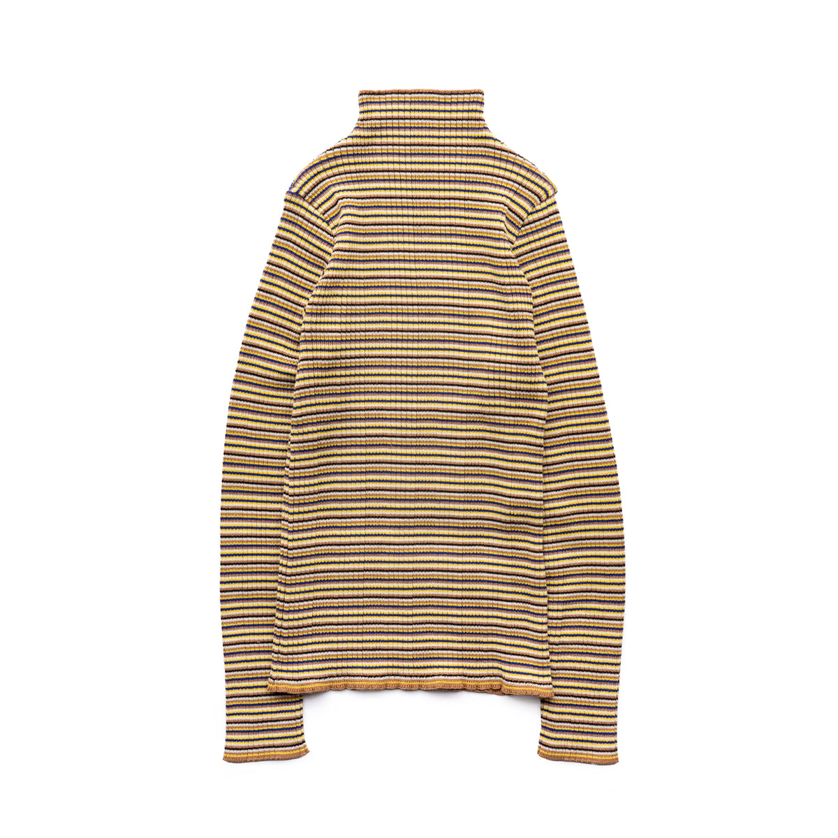 COOHEM　WOOL SILK MULTI BORDER RIB KNIT