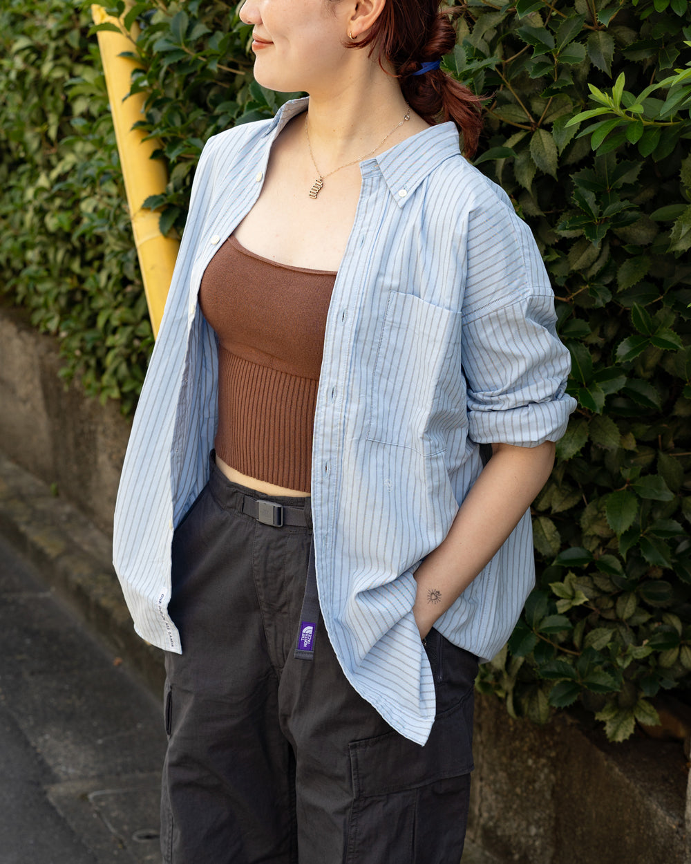 nanamica Button Down Stripe Wind Shirt
