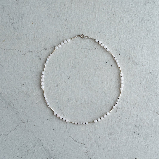 Melanie DeCourcey   Silver tube, rose quartz and hematite necklace