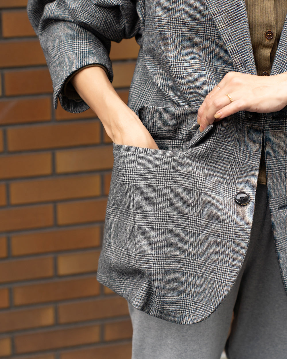 Oblada UNCONSTRUCTION JACKET -GLEN CHECK