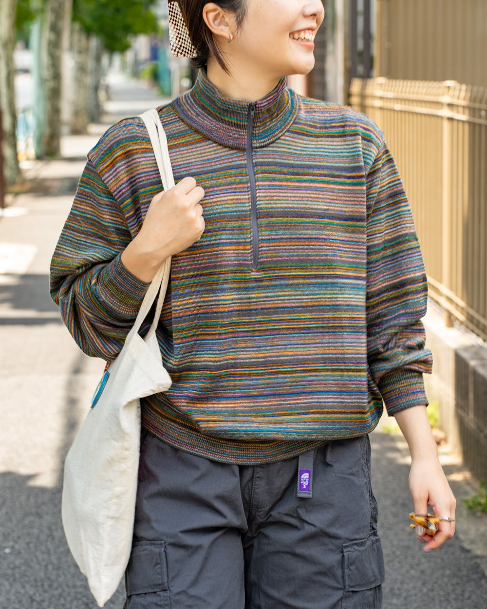COOHEM  MULTI KASURI TENJIKU KNIT PULLOVER