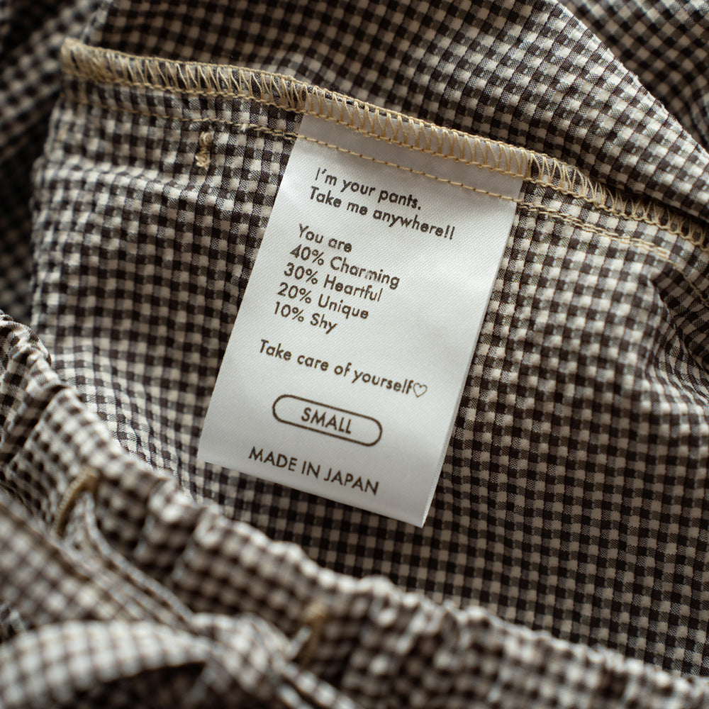 F F F   Easy pants Gingham check "Brown × Beige"