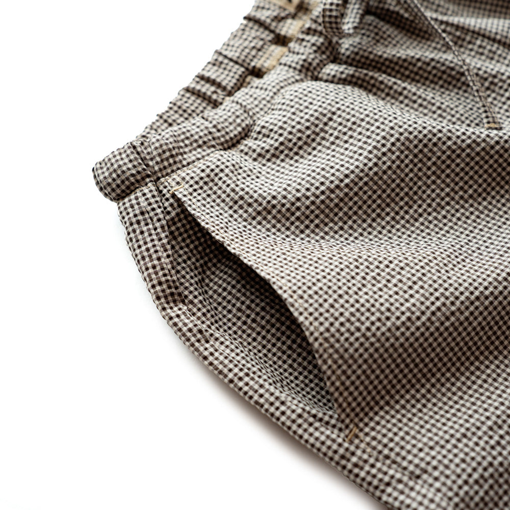 F F F   Easy pants Gingham check "Brown × Beige"