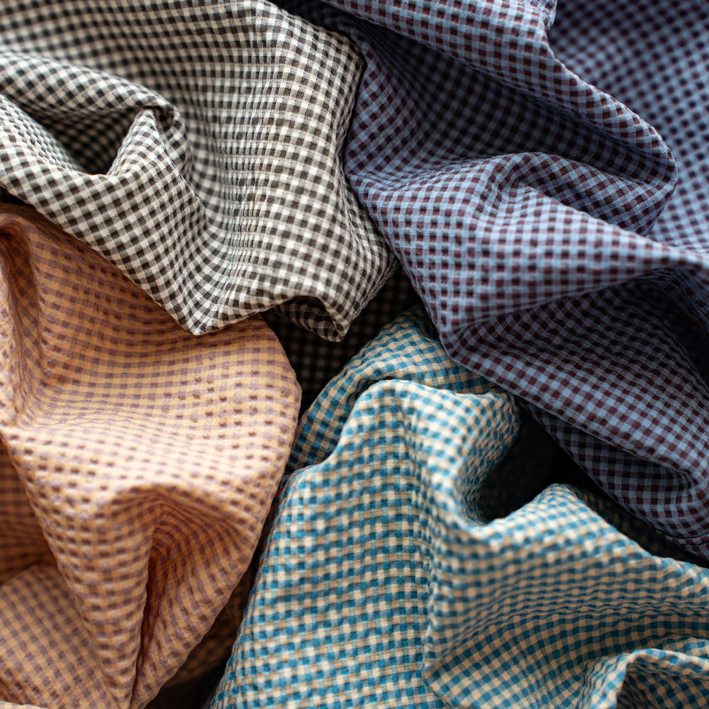 F F F   Easy pants Gingham check "Brown × Beige"