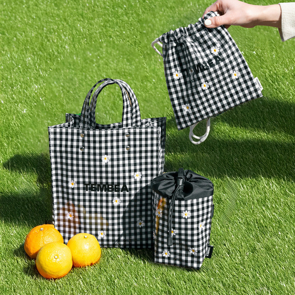 TEMBEA×Friday  STEM BAG "Flower Embroidery"  GINGHAM BLACK