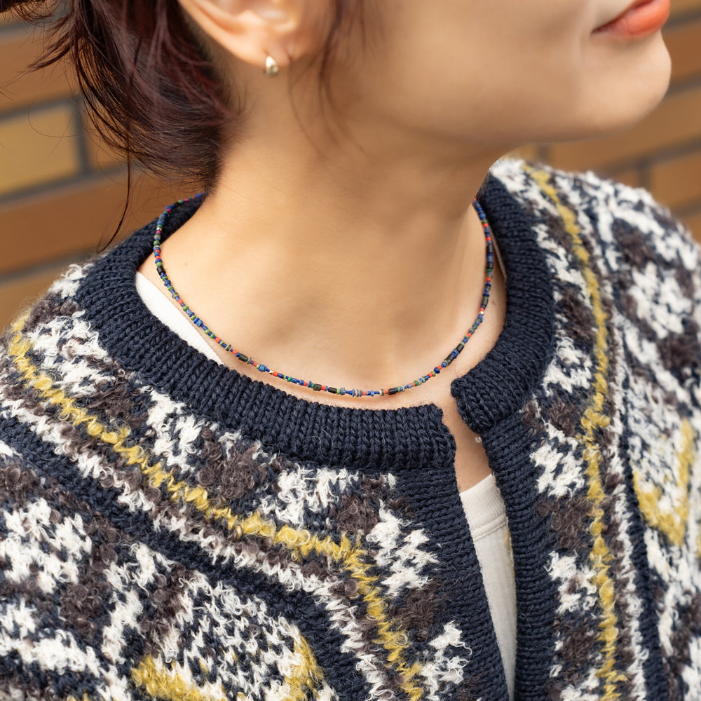 Melanie DeCourcey   Beaded necklace  -Lapis lazuli, malachite, serpentine, gold fill detail