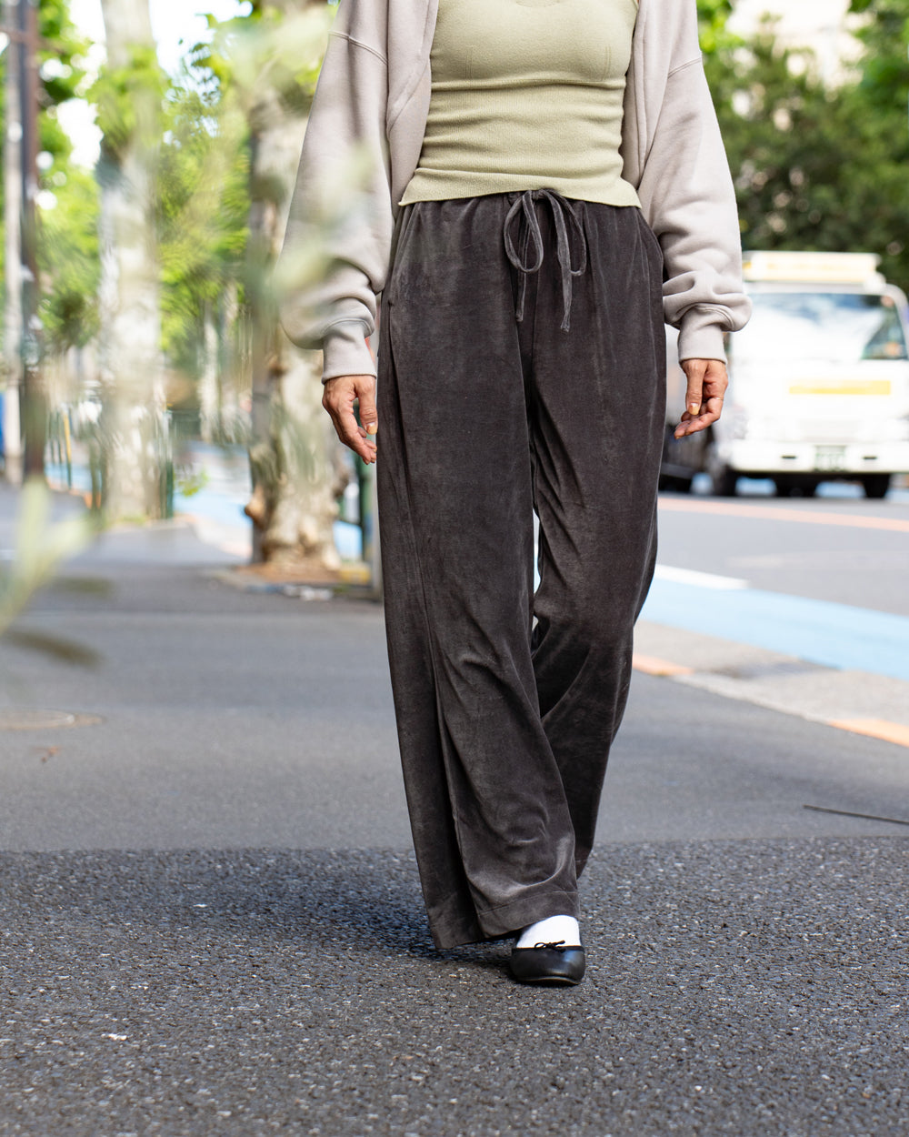 F F F   Easy pants  -Velour "Charcoal"