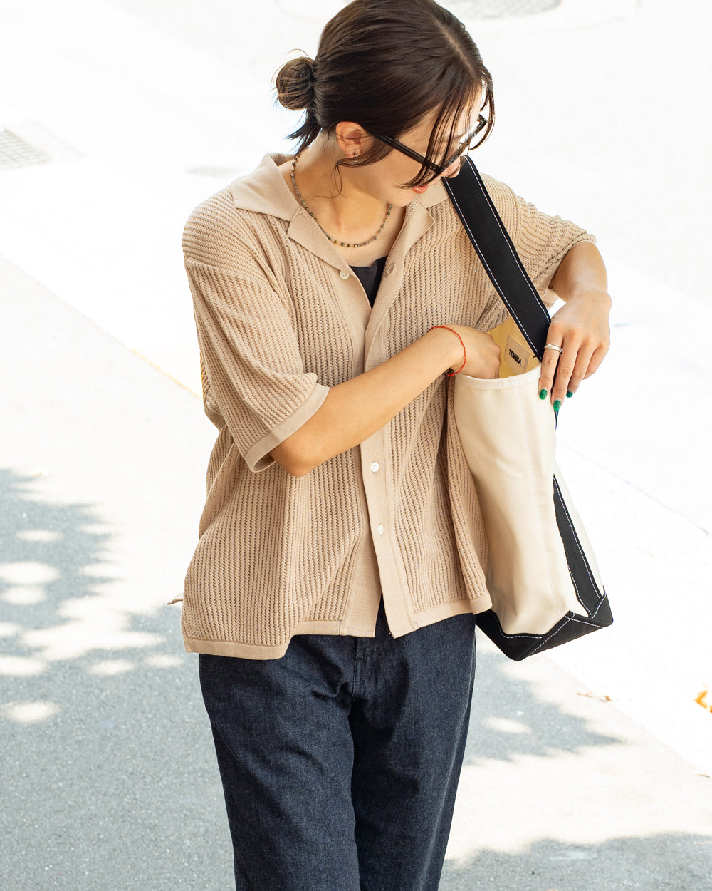 Yonetomi COTTON SUKASHI KNIT SHIRT -UNISEX
