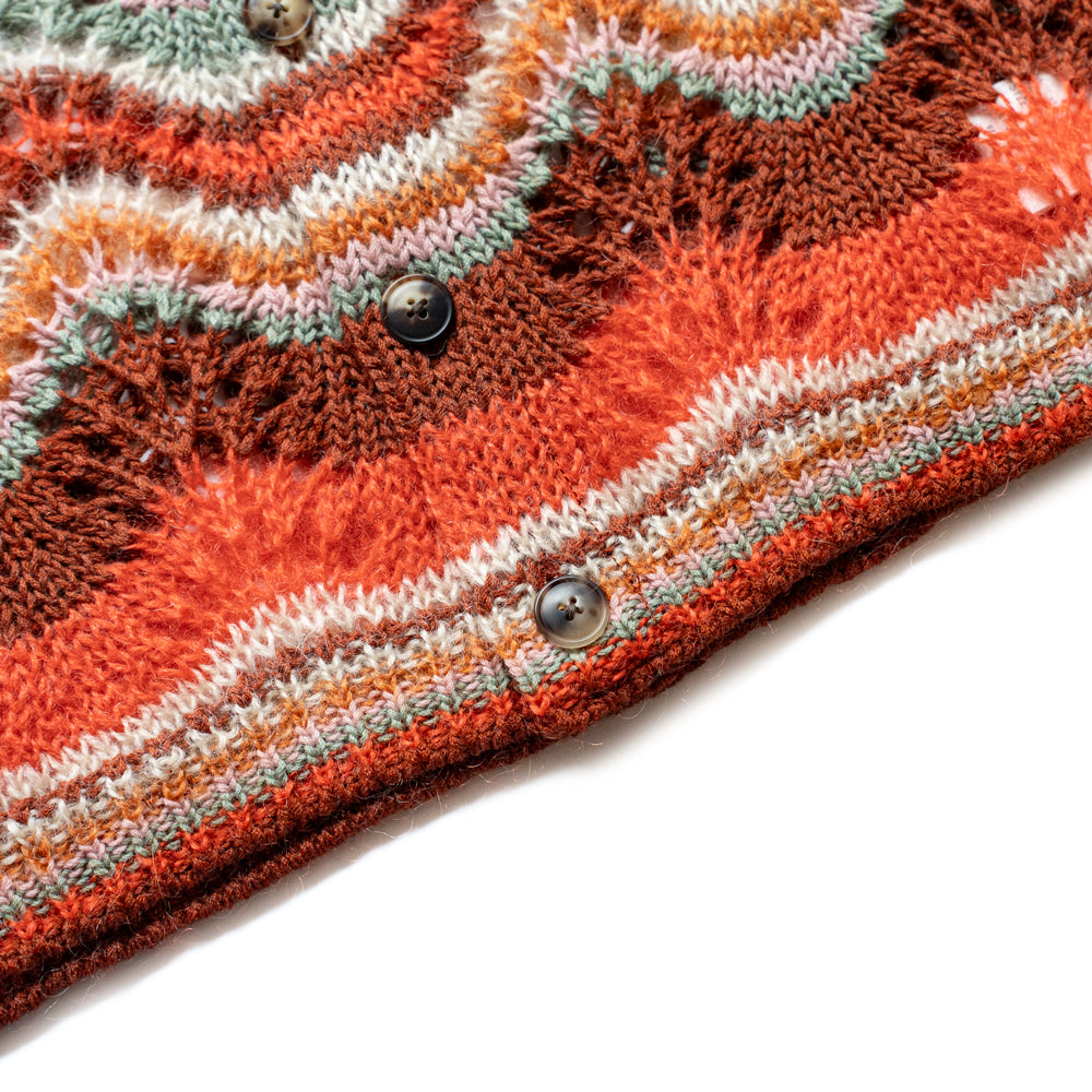 COOHEM　MOHAIR WOOL MULTI BORDER KNIT CARDIGAN