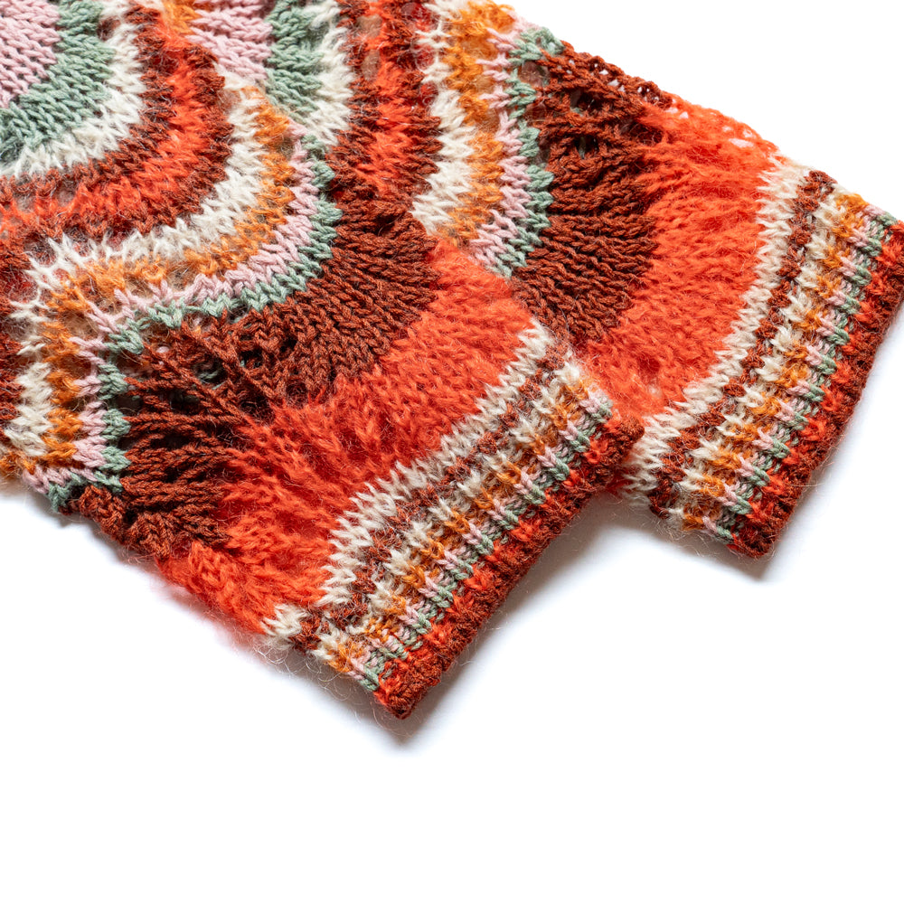 COOHEM　MOHAIR WOOL MULTI BORDER KNIT CARDIGAN