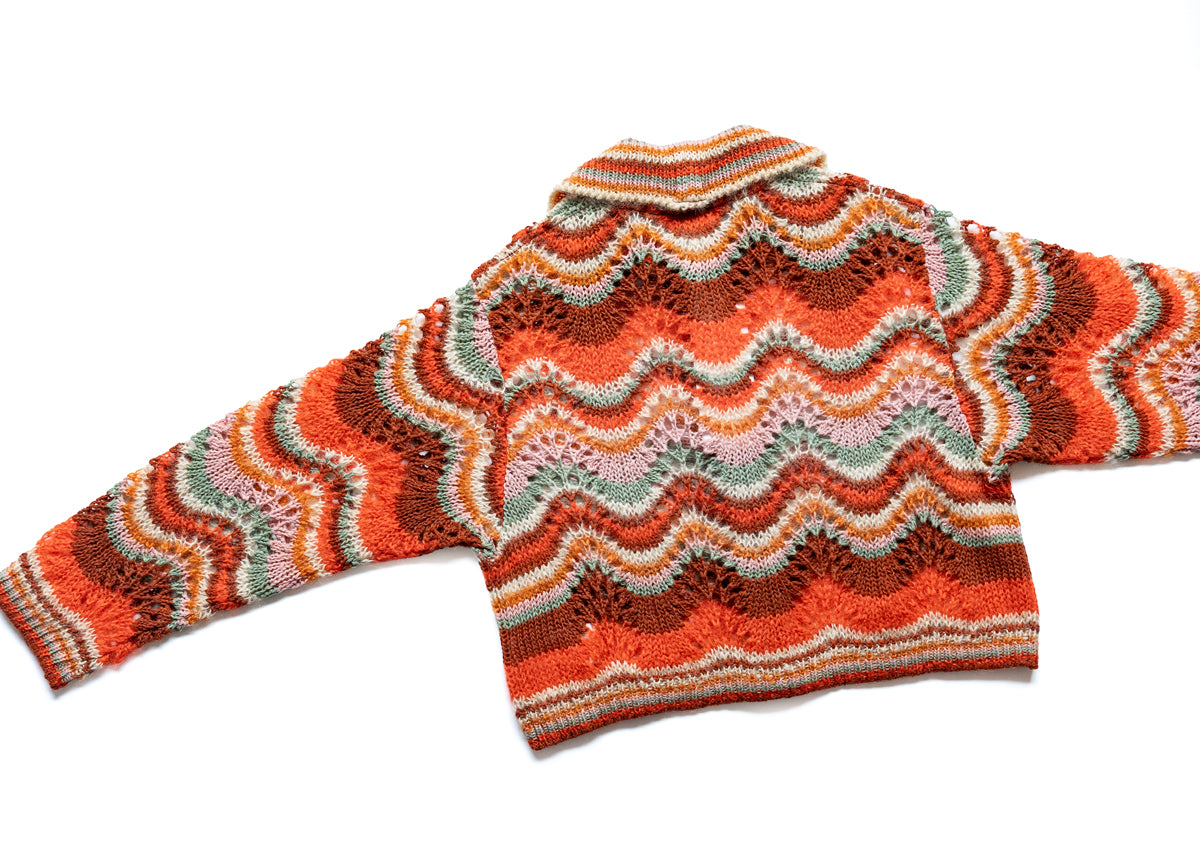 COOHEM　MOHAIR WOOL MULTI BORDER KNIT CARDIGAN