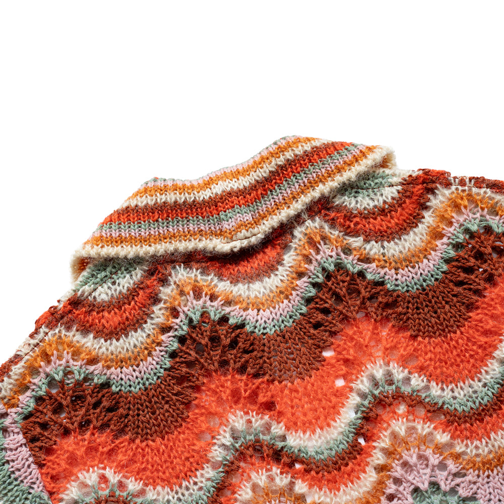 COOHEM　MOHAIR WOOL MULTI BORDER KNIT CARDIGAN