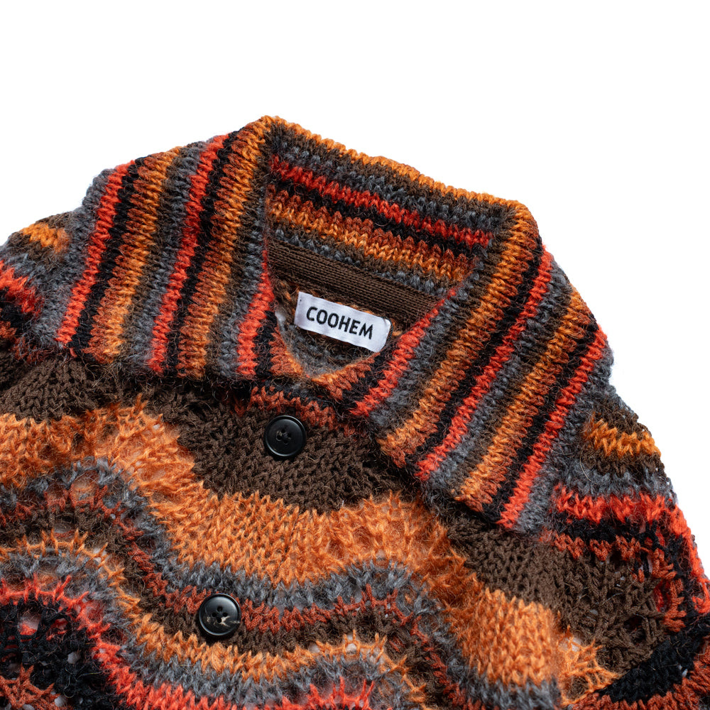 COOHEM　MOHAIR WOOL MULTI BORDER KNIT CARDIGAN