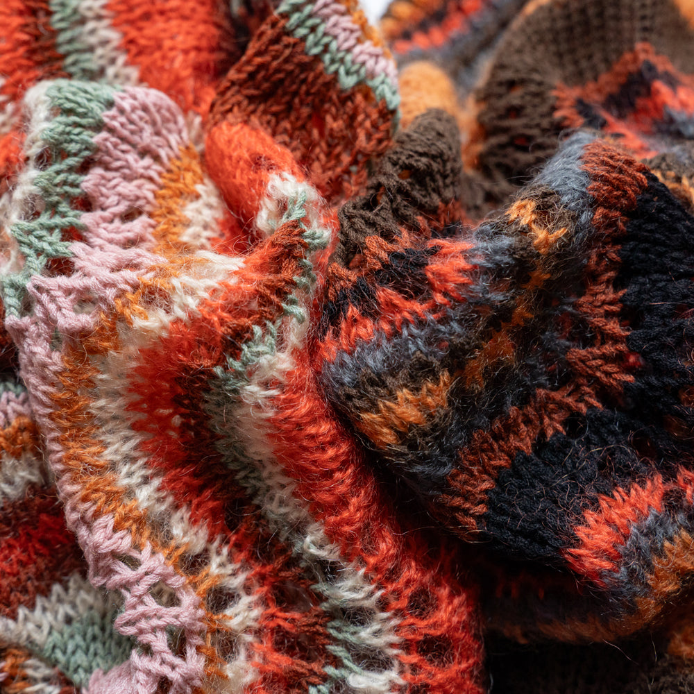 COOHEM　MOHAIR WOOL MULTI BORDER KNIT CARDIGAN