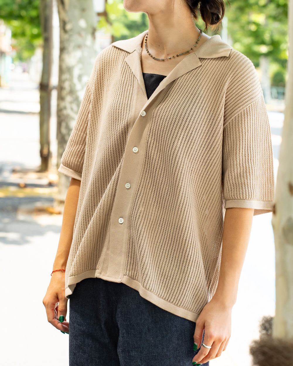 Yonetomi COTTON SUKASHI KNIT SHIRT -UNISEX