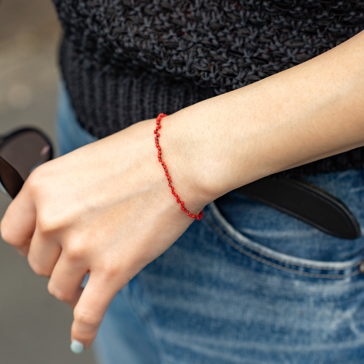 Melanie DeCourcey  Red pakistan glass DNA style bracelet