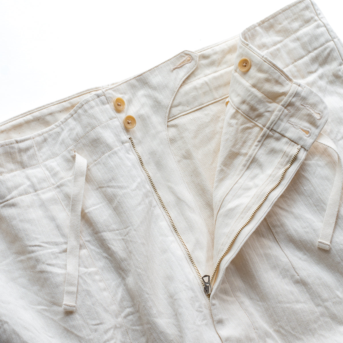 HAVERSACK  High waist wide pants -Cotton linen herringbone