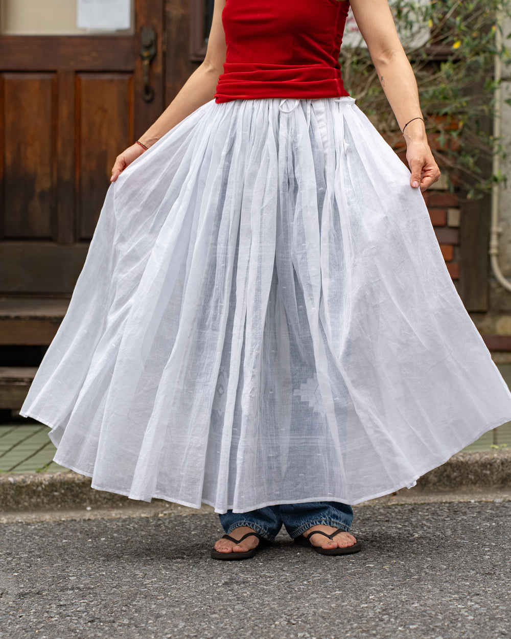 WONDER FULL LIFE  JAMDANI SAREE BANJARA SKIRT