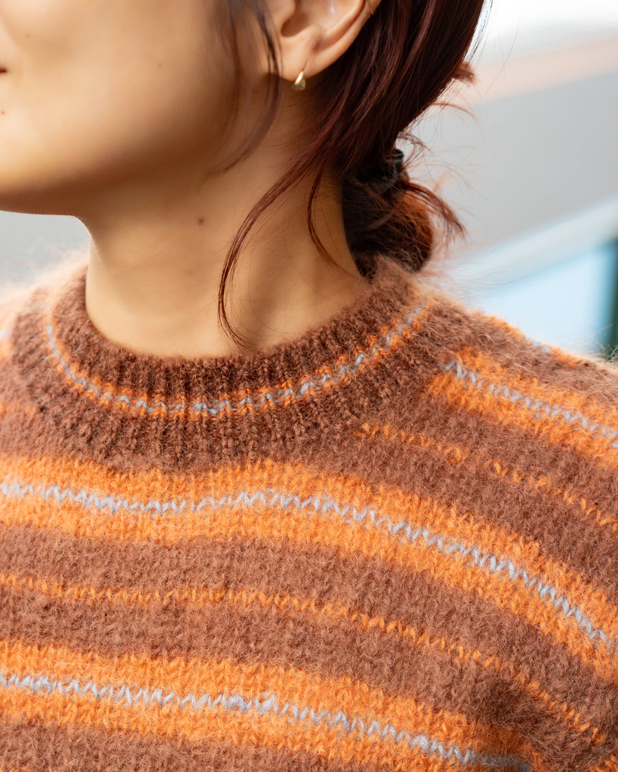 Yonetomi　MOHAIR WOOL BORDER KNIT P/O